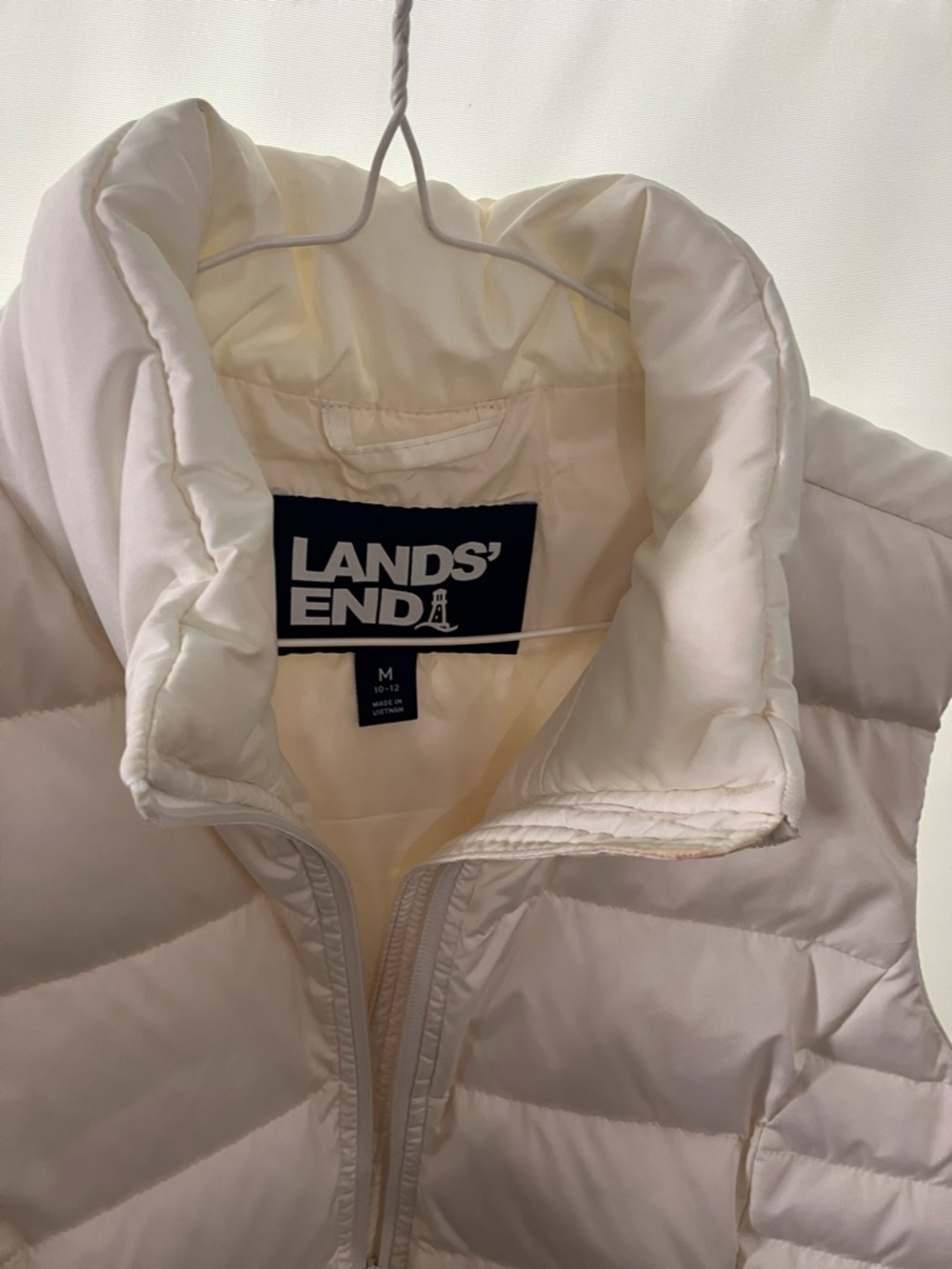 Lands' End Quilted Puffer Vest - Cream - Picture 2 of 8